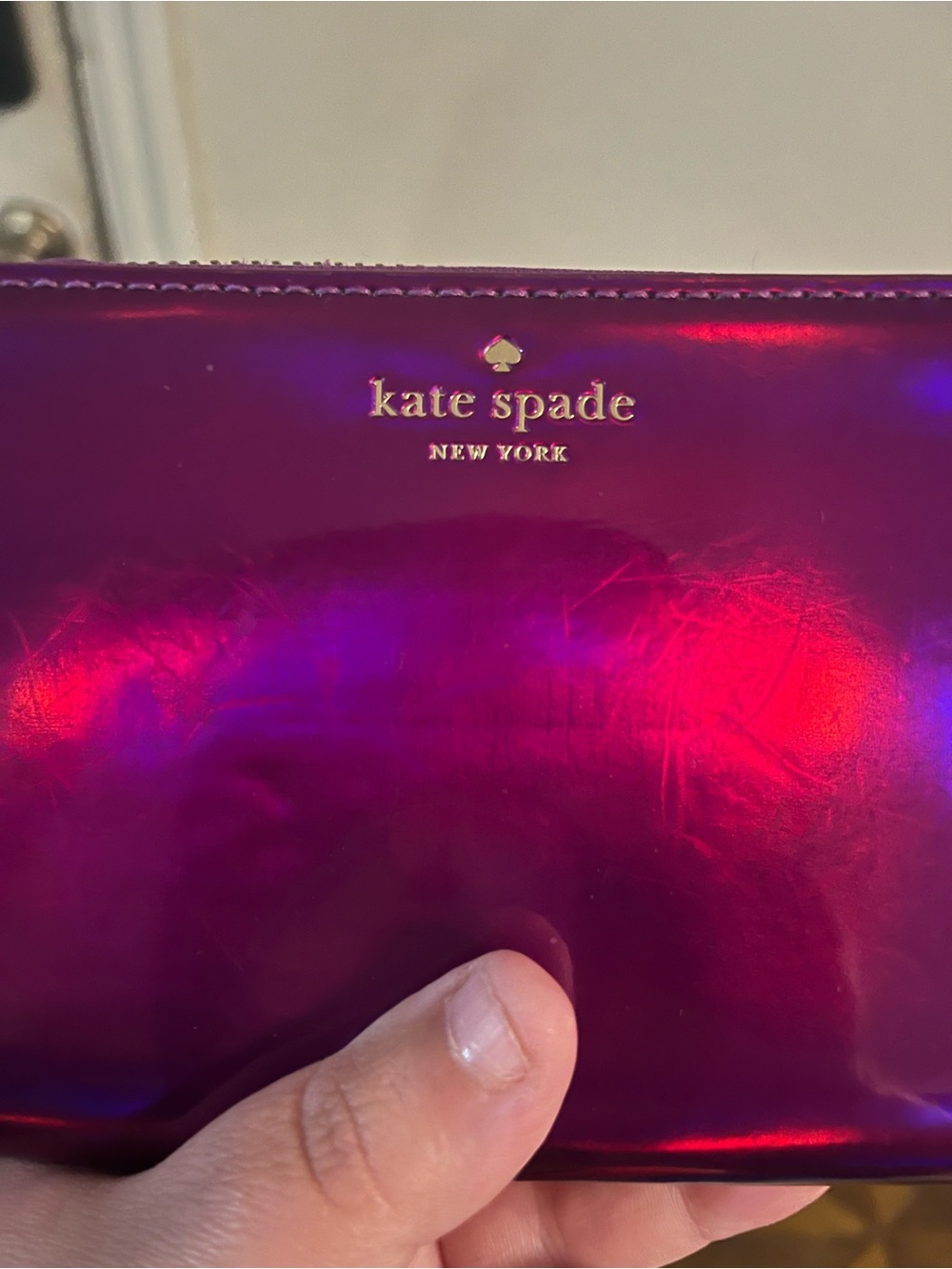 kate spade Holographic Magenta Zip-Around Wallet - Picture 6 of 11